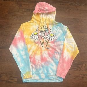 BSR samii ryan “all i want is you” tie dye flower hoodie size S